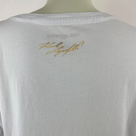 Karl Lagerfeld #TeamKarl T Shirt Gold Metallic Logo Women’s Choose Size New - Picture 10 of 10
